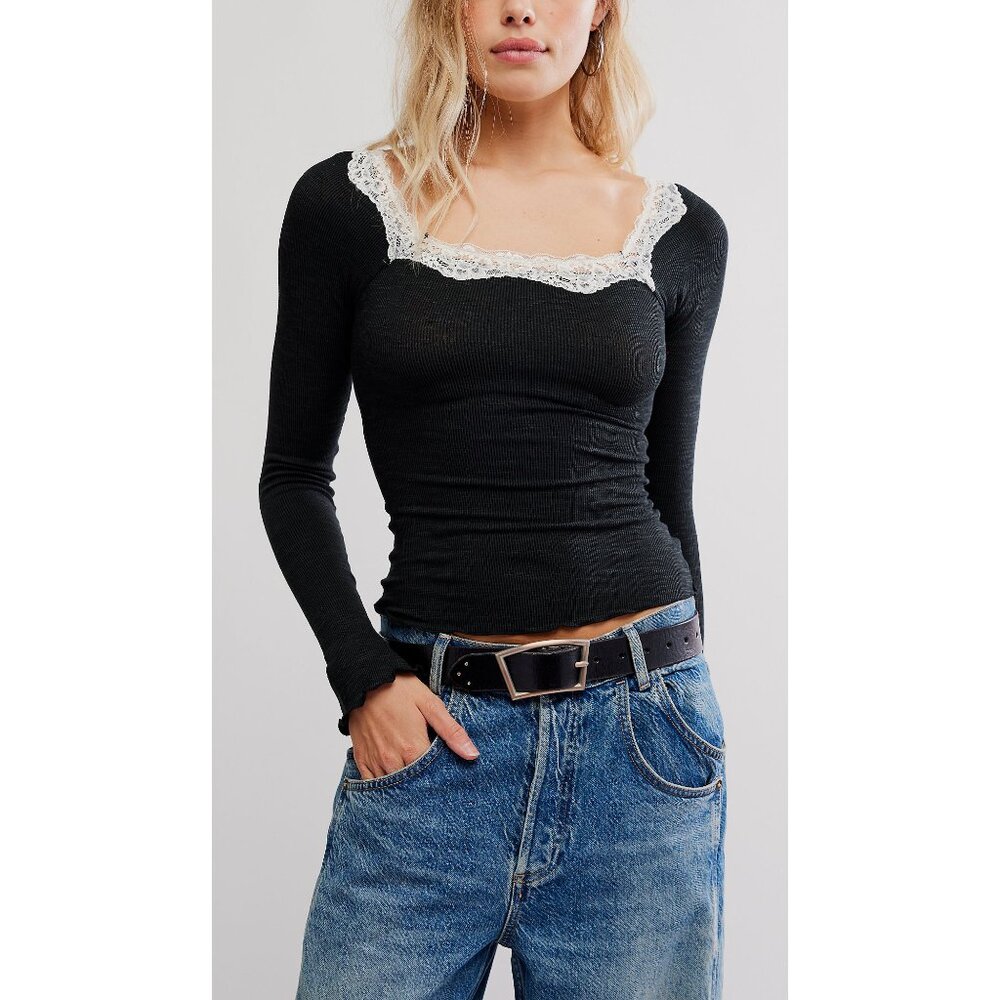 Free People Oh My Darling Long Sleeve / Black